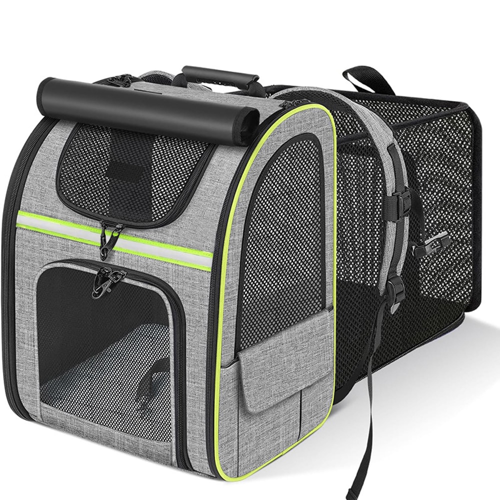 Breathable Mesh Pet Carrier Backpack Expandable Cat Carrier Bag For Hiking And Travel 0
