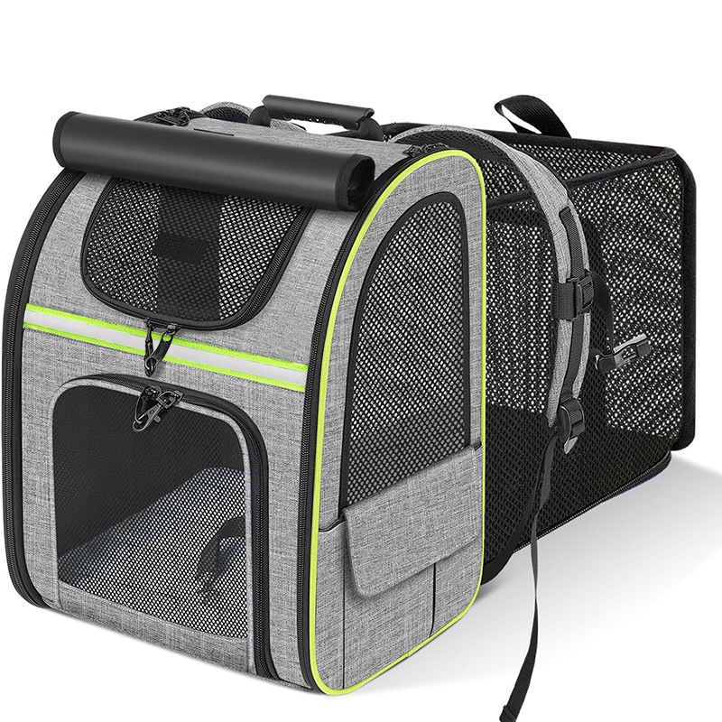 Breathable Mesh Pet Carrier Backpack Expandable Cat Carrier Bag For Hiking And Travel 0