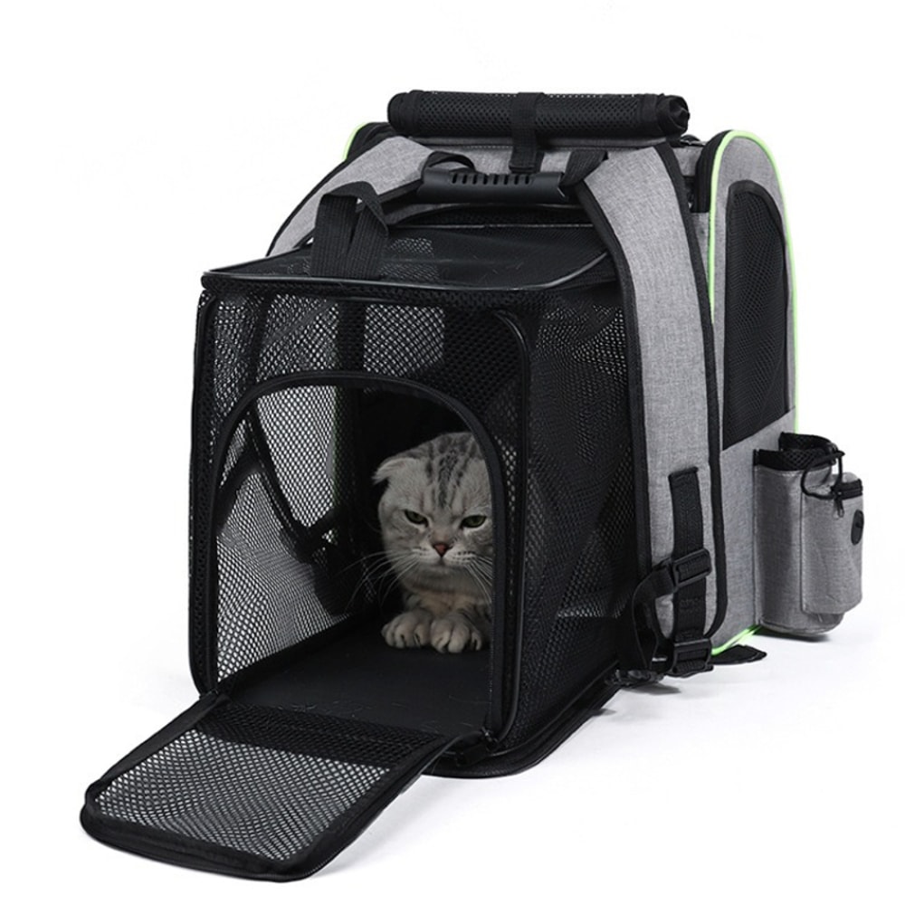 Breathable Mesh Pet Carrier Backpack Expandable Cat Carrier Bag For Hiking And Travel 2