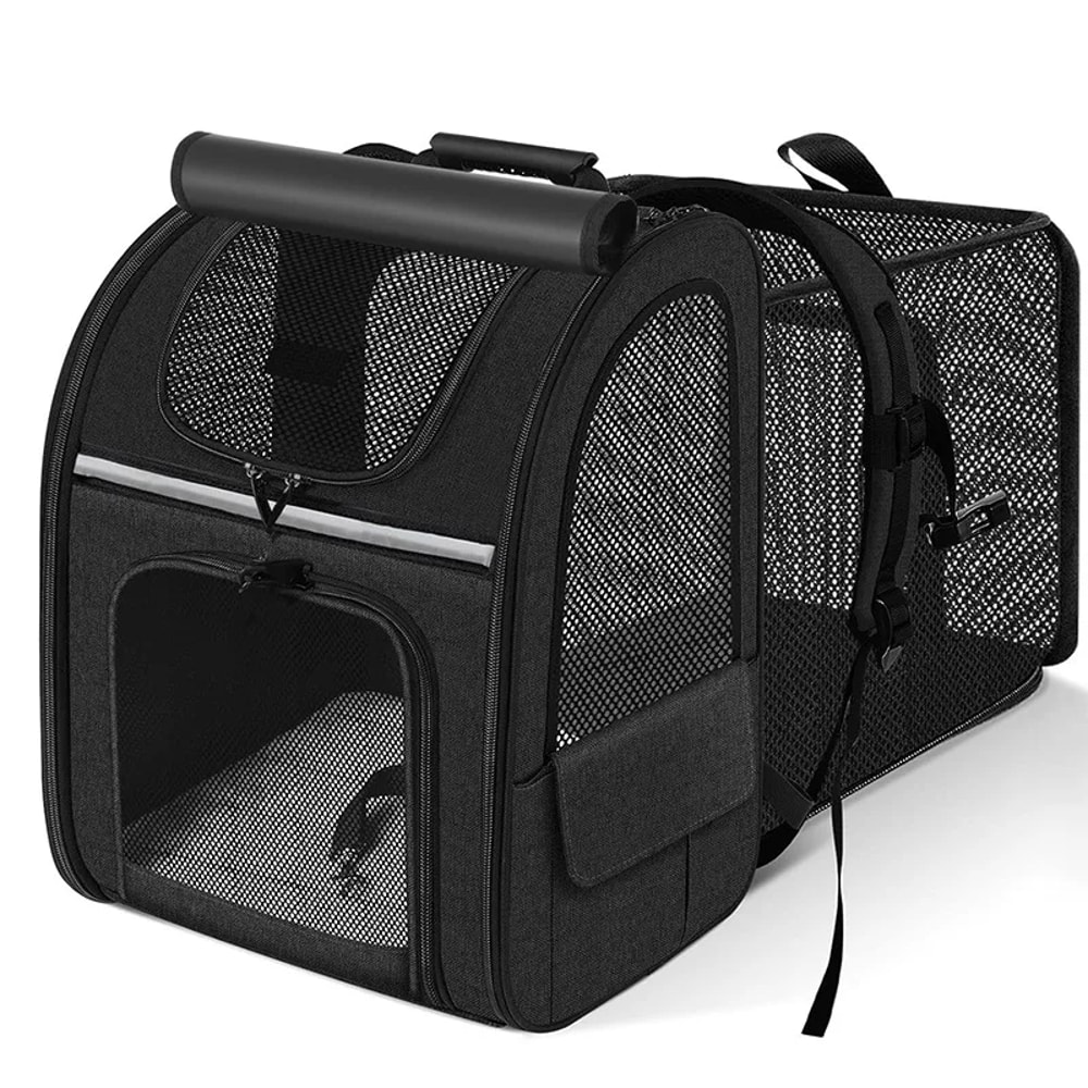 Breathable Mesh Pet Carrier Backpack Expandable Cat Carrier Bag For Hiking And Travel 6