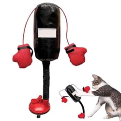 cartoon cat punching bag toy with boxing gloves for adult cats and kittens indoor use suction cup