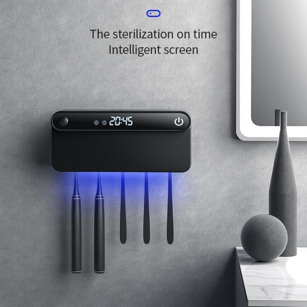 UV Sterilizer Toothbrush Holder Toothpaste Squeezer Dispenser Smart LED Display Timed Bathroom Acce 2