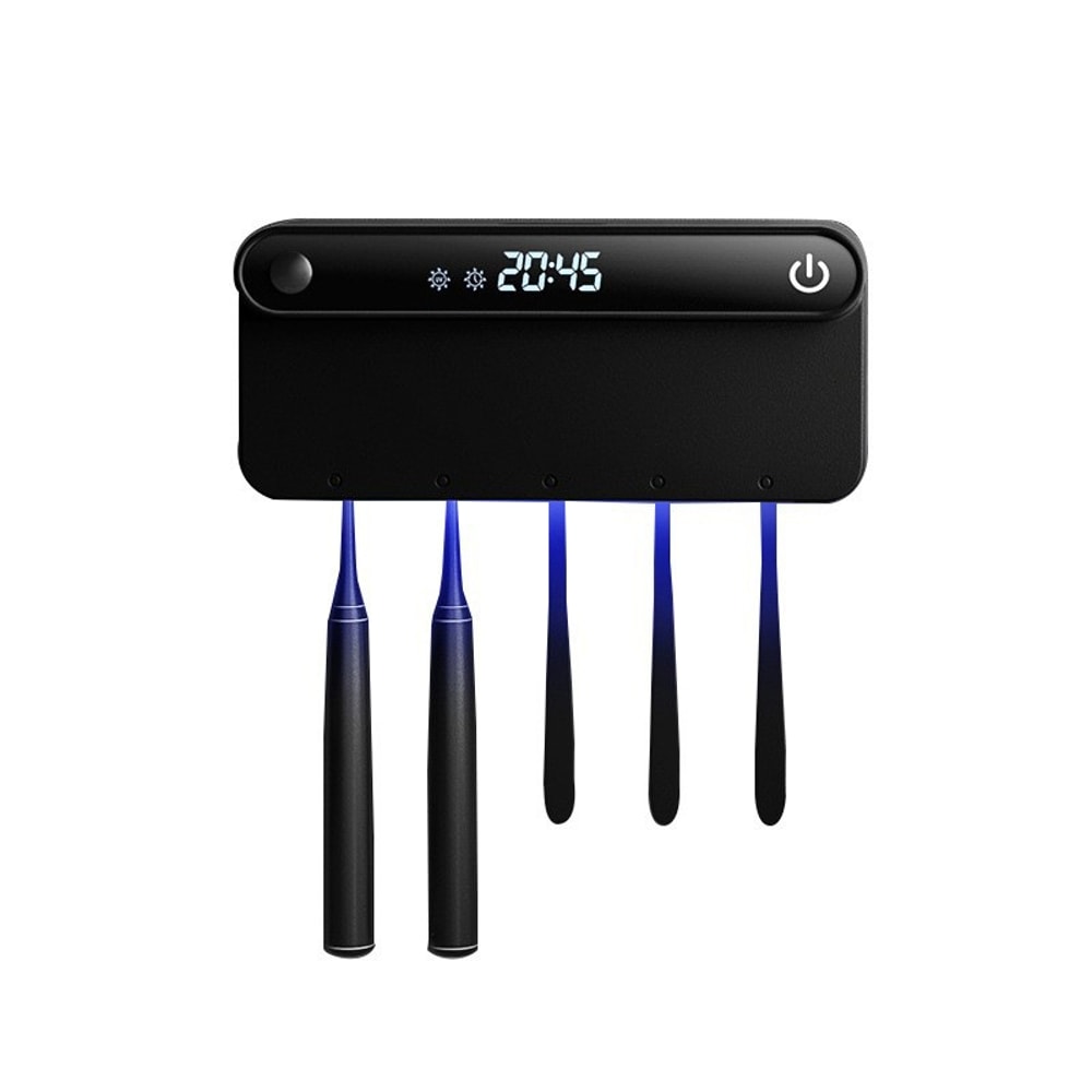 UV Sterilizer Toothbrush Holder Toothpaste Squeezer Dispenser Smart LED Display Timed Bathroom Acce 4