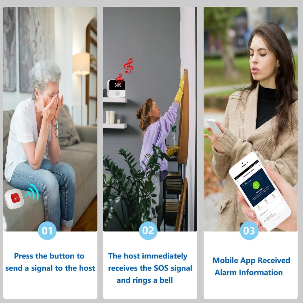 Smart Wireless WiFi SOS Emergency Alert System For Elderly Seniors Disabled Patients Caregiver Call 2