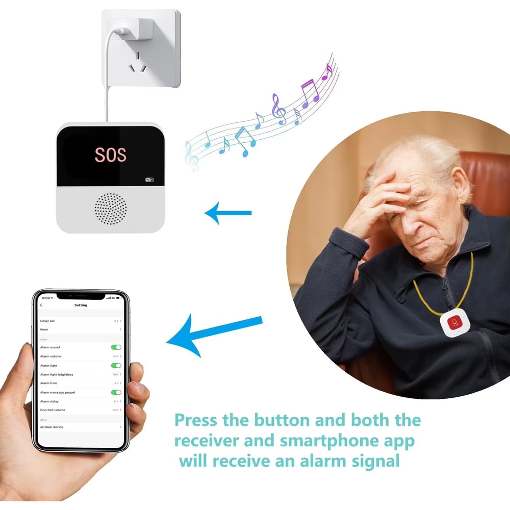 Smart Wireless WiFi SOS Emergency Alert System For Elderly Seniors Disabled Patients Caregiver Call 3