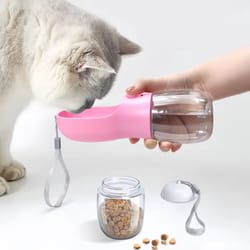 portable pet water bottle with storage container for dog and cat feeding water travel supplies