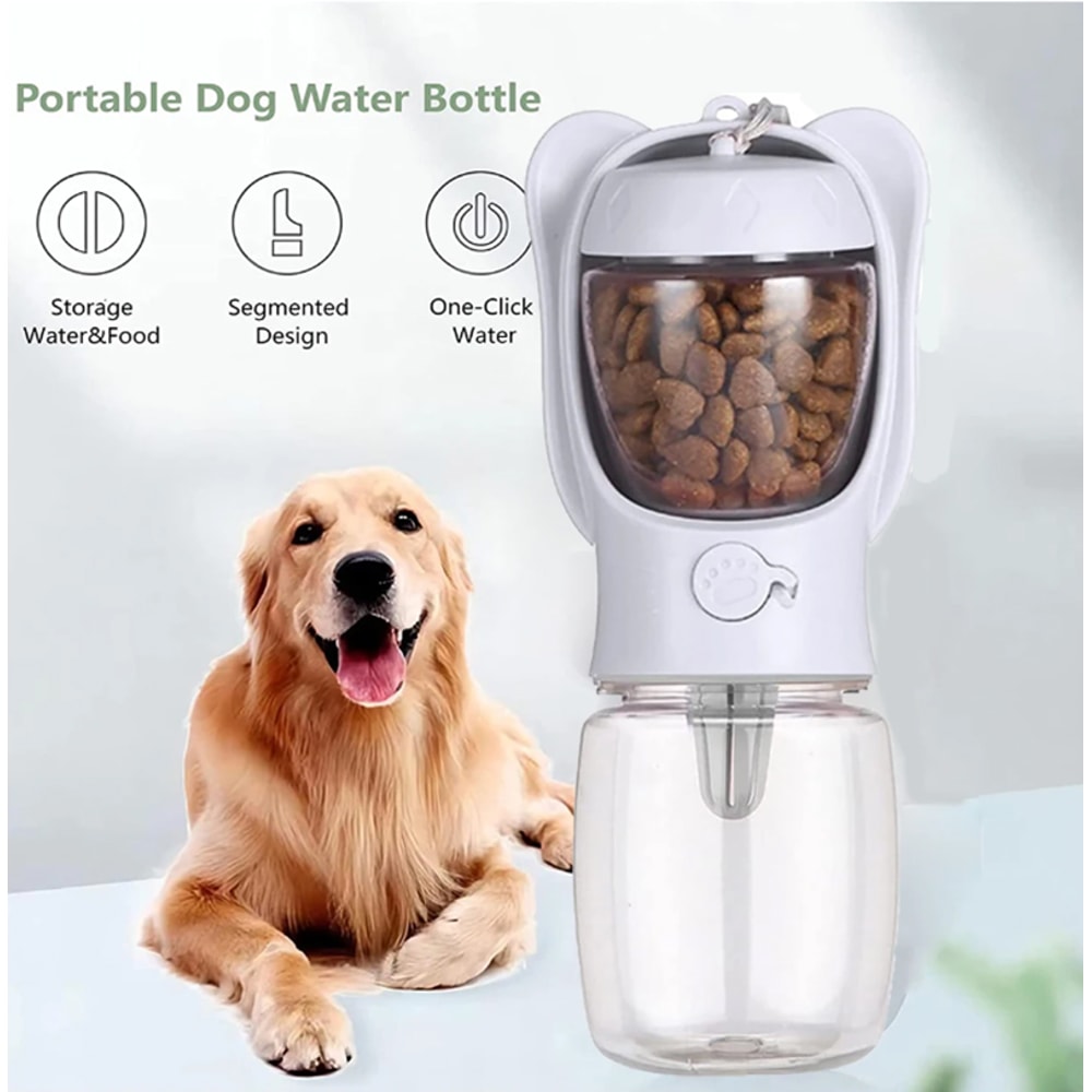 Portable Pet Water Bottle with Storage Container for Dog and Cat Feeding Water Travel Supplies