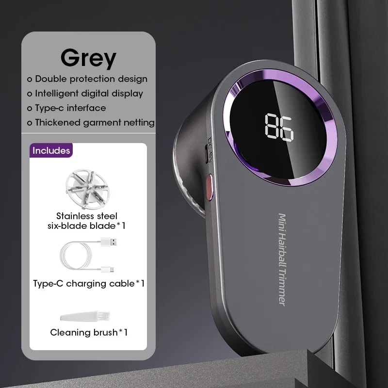 Electric Lint Remover Hairball Trimmer USB Charging Portable Fabric Cleaner With Smart LED Digital 5