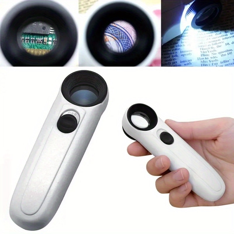 HD Magnifying Glass Handheld Magnifier With Two LED Lights Jewelry Diamond Jade Mirror Identificati 5
