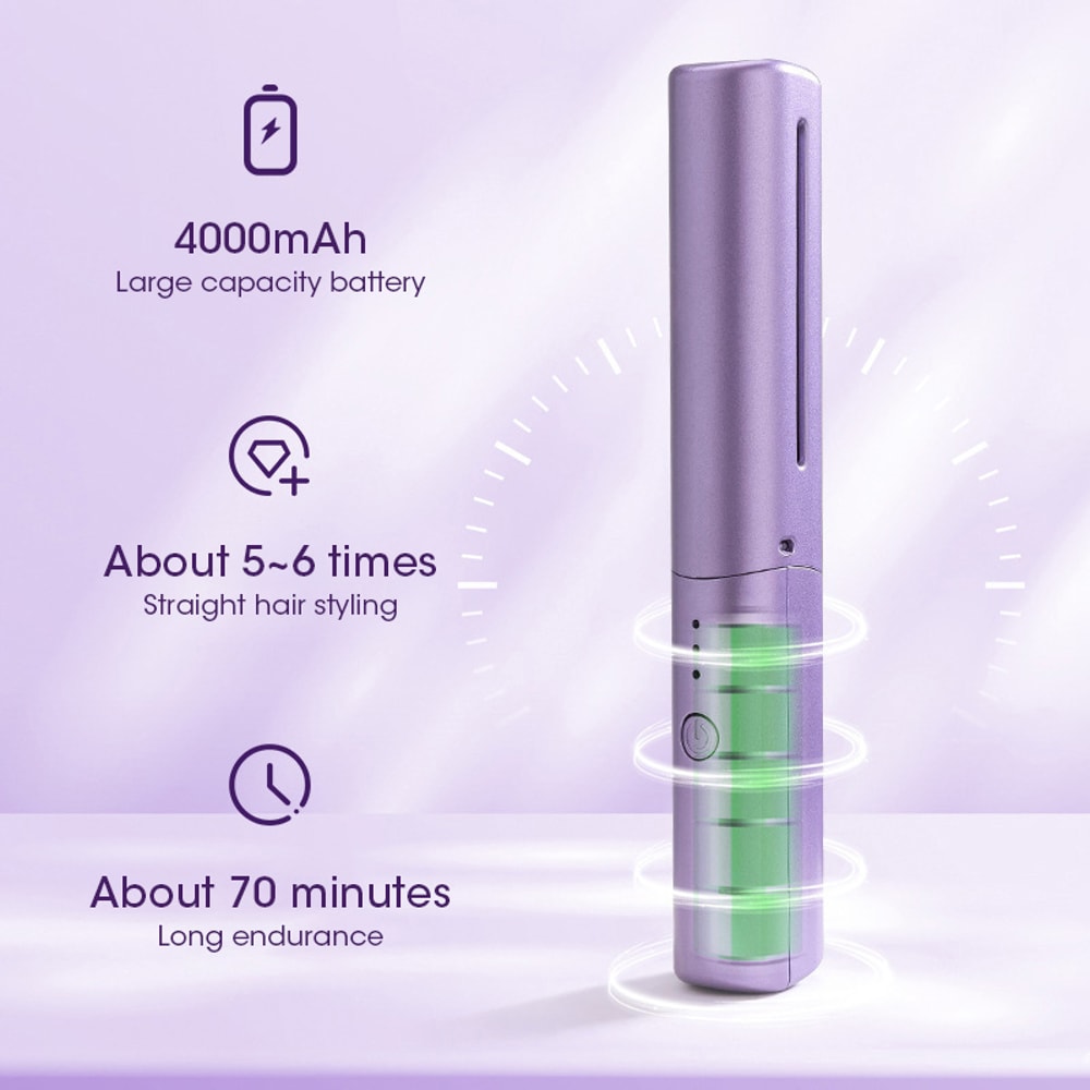 Fast Heating Wireless Hair Straightener Curler Comb, Negative Ion Ceramic Styling, Women Hair Tool for Home Travel