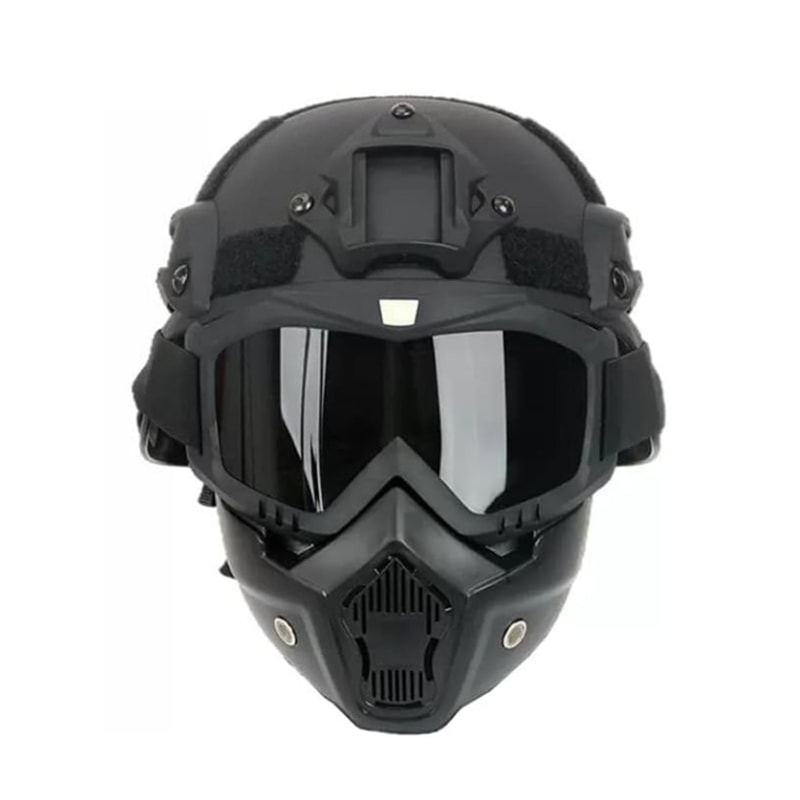 Military Tactical Fast Helmet Set Full Face Mask And Goggles For Airsoft Paintball Outdoor Hunting 0