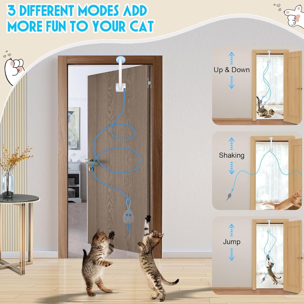 Interactive Cat Toy Electric Door Hanging Cat Toy USB Rechargeable Self Play Toy Retractable Kitten 3