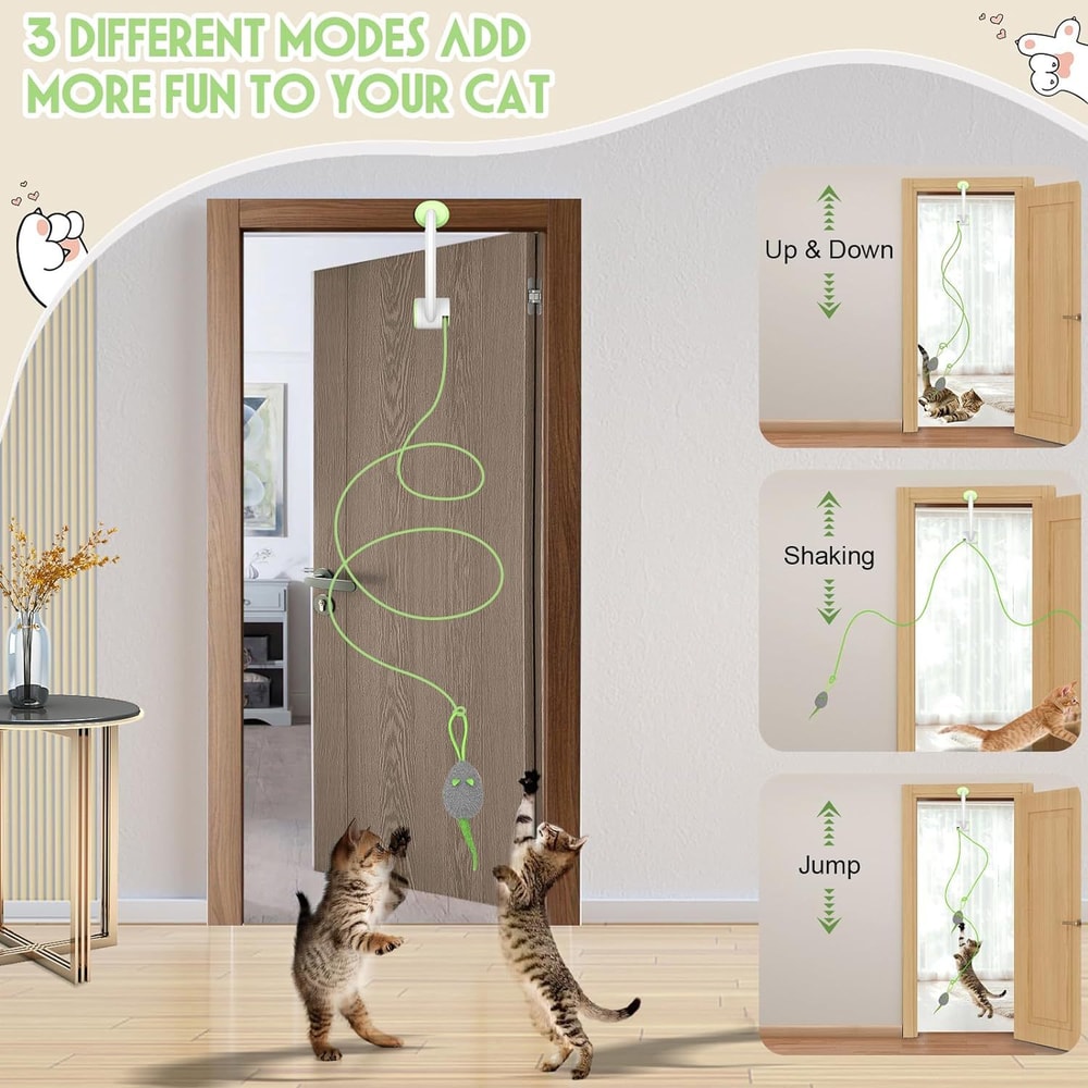 Interactive Cat Toy Electric Door Hanging Cat Toy USB Rechargeable Self Play Toy Retractable Kitten 4