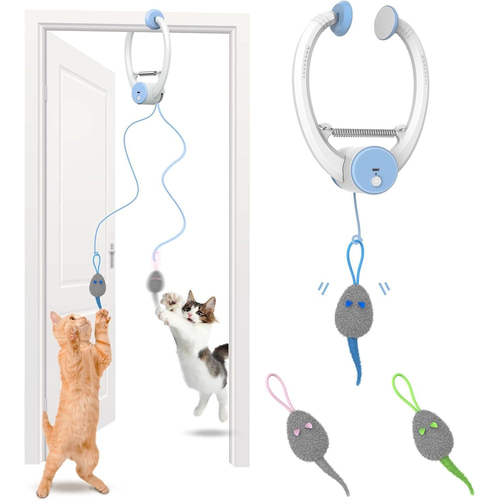 Interactive Cat Toy Electric Door Hanging Cat Toy USB Rechargeable Self Play Toy Retractable Kitten 6