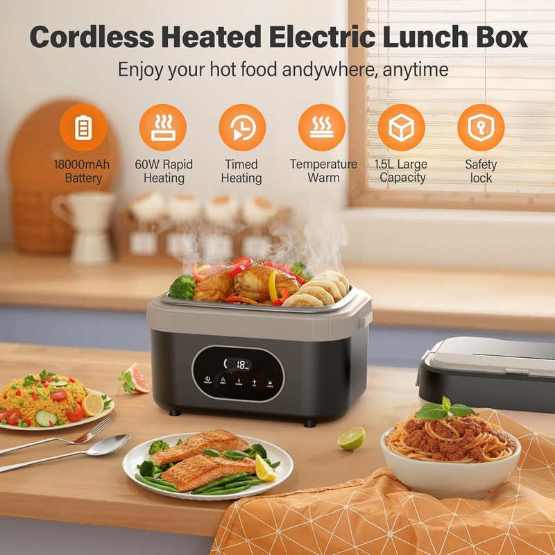 Electric Lunch Box SelfHeating Food Container Portable Cordless Heated Lunch 0