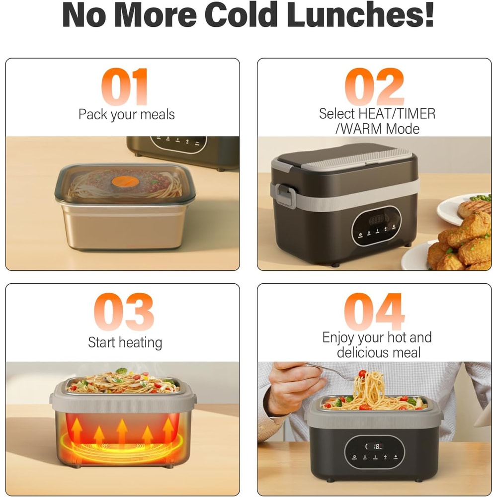 Electric Lunch Box SelfHeating Food Container Portable Cordless Heated Lunch 3