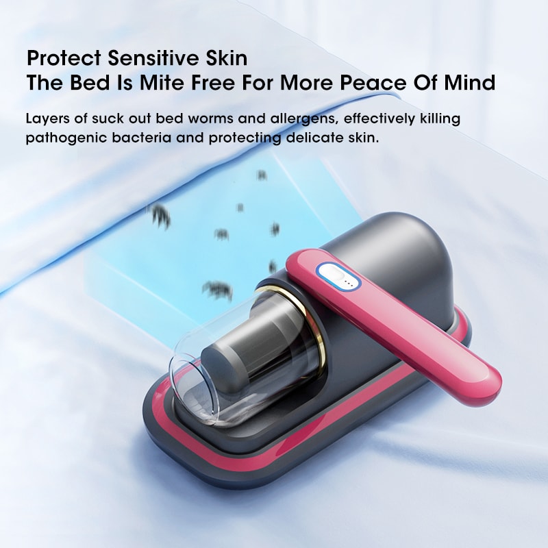 Handheld Wireless Vacuum Mite Remover with UV Sterilization USB Rechargeable Air Duster for Bed Sofa Quilt.