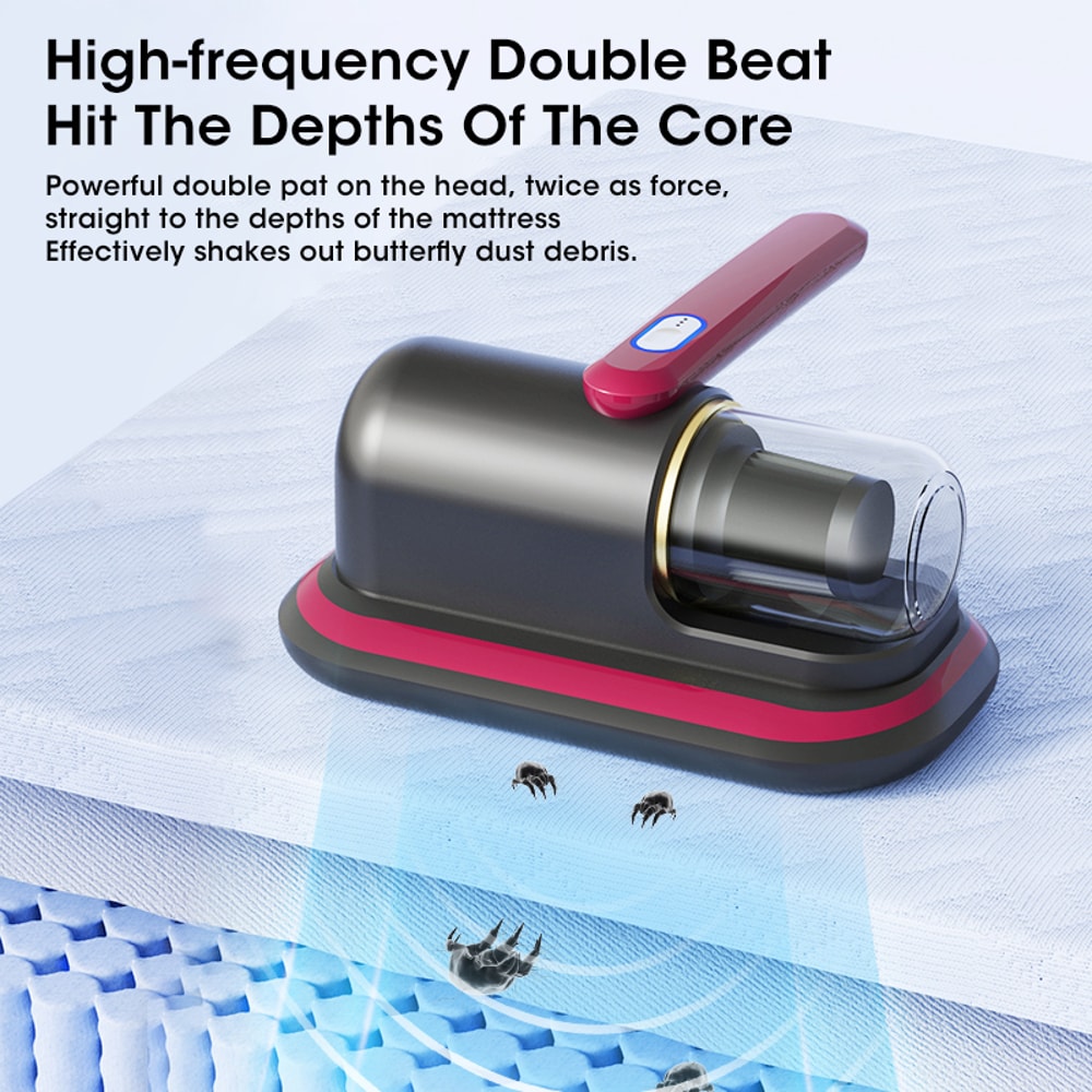Handheld Wireless Vacuum Mite Remover with UV Sterilization USB Rechargeable Air Duster for Bed Sofa Quilt.