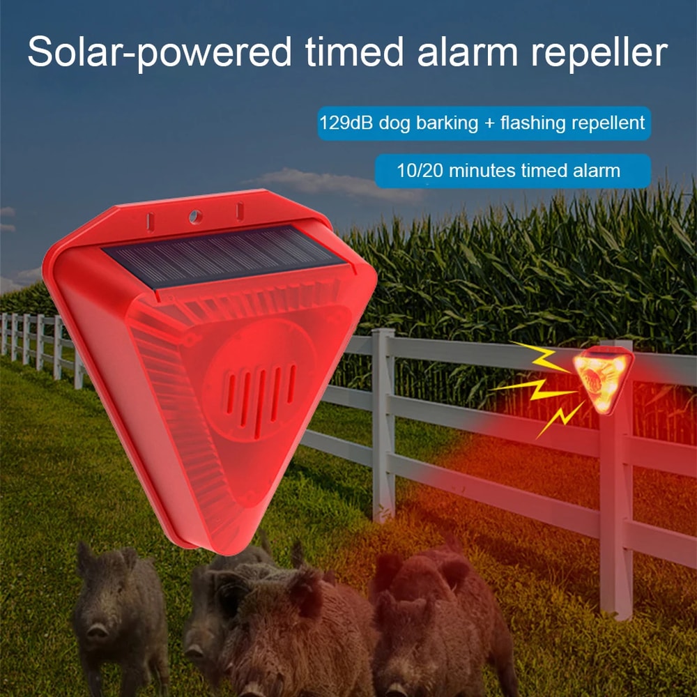 Dog Barking Sound Outdoor Alarm With LED Flashing Strobe Light For Home Villa Farm Barn Security 0