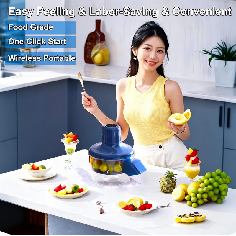 Portable Rechargeable Electric Fruit Peeler Machine for Grape Tomato Garlic with Peeling Knife Tools
