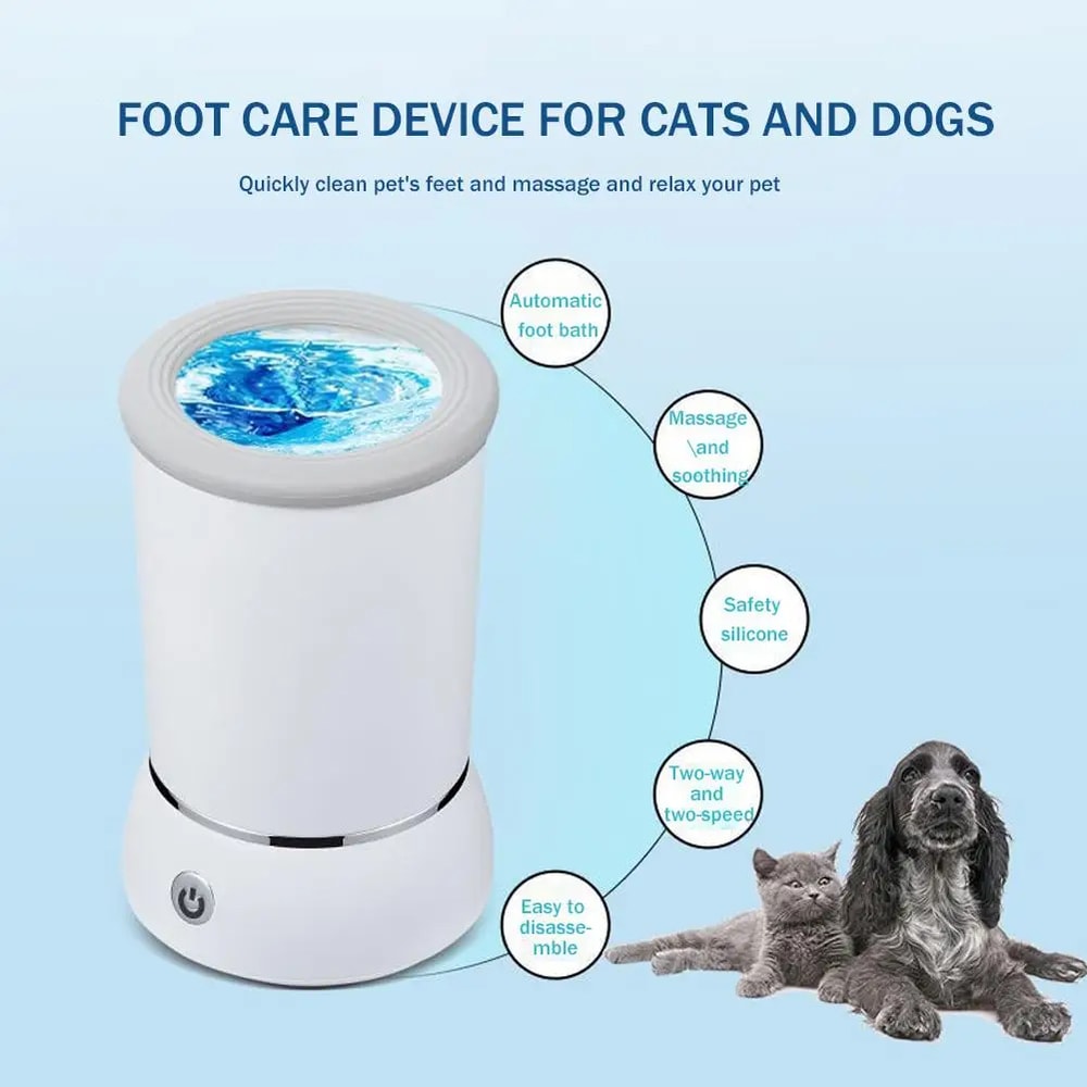 USB Rechargeable Automatic Portable Dog Paw Washer Electric Cleaner and Massager for Small to Medium Dogs and Cats