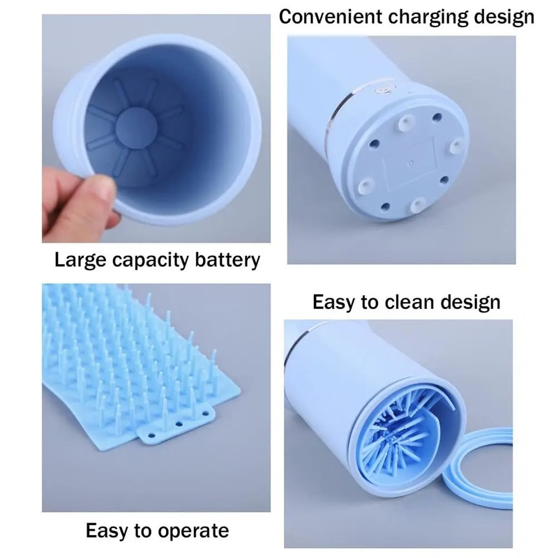 USB Rechargeable Automatic Portable Dog Paw Washer Electric Cleaner and Massager for Small to Medium Dogs and Cats