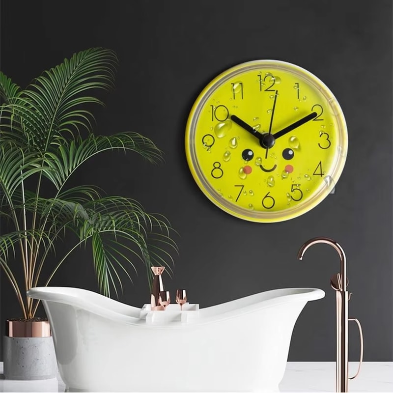 Art Mini Sucker Design Wall Clock for Kitchen Living Room Minimalist Shower Clock Home Decor