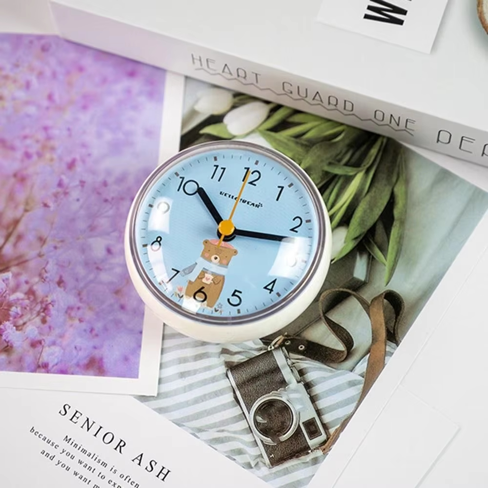 Art Mini Sucker Design Wall Clock for Kitchen Living Room Minimalist Shower Clock Home Decor