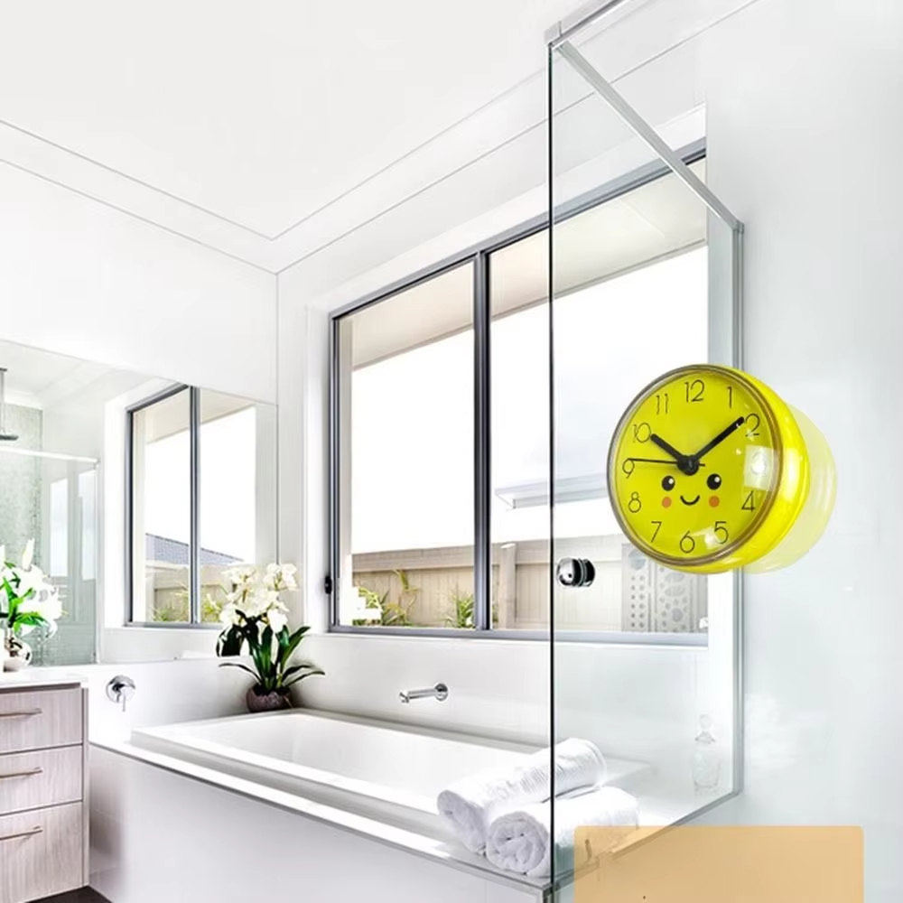 Art Mini Sucker Design Wall Clock for Kitchen Living Room Minimalist Shower Clock Home Decor