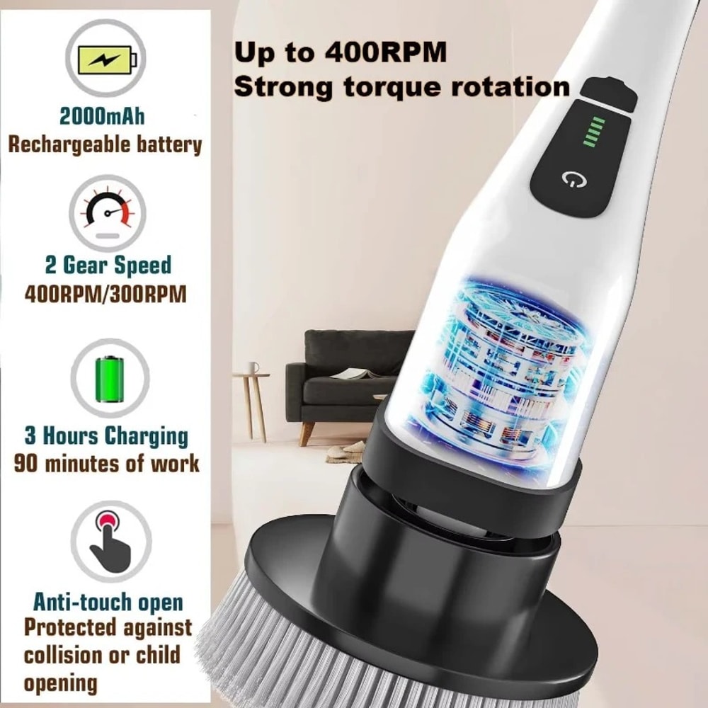 Cordless Electric Spin Scrubber For Bathroom Toilet Kitchen Power Brush For Stain And Mold Removal 2