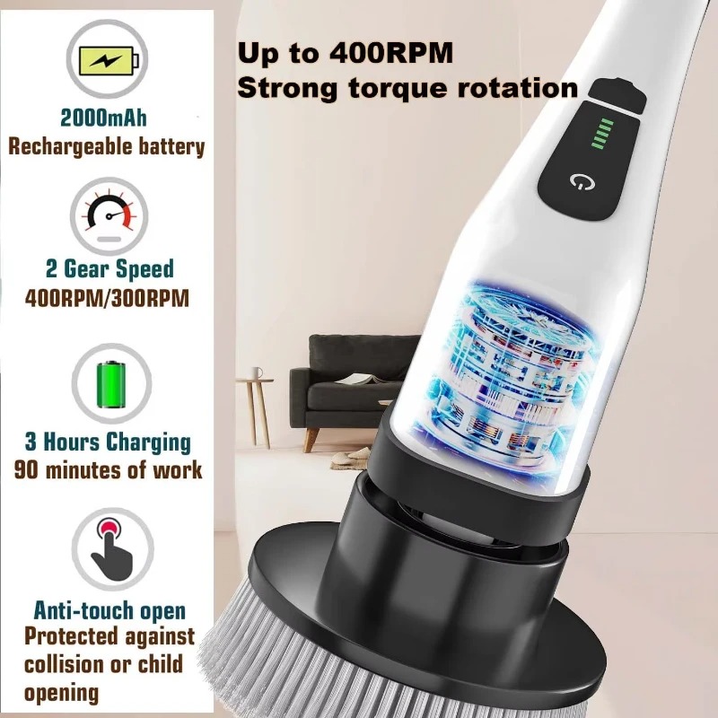 Cordless Electric Spin Scrubber For Bathroom Toilet Kitchen Power Brush For Stain And Mold Removal 2