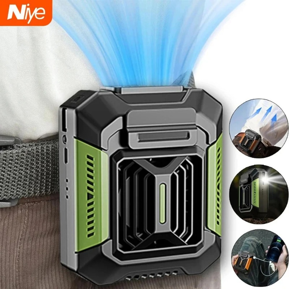 Neck Fan With LED Light USB Rechargeable Power Bank Speed Settings For Outdoor And Office Use 3