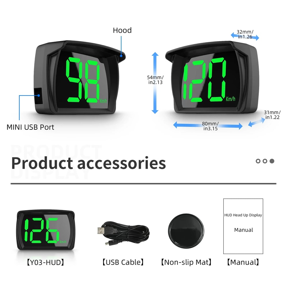 Universal Car GPS HUD Speedometer Digital Big Font KMH Over Speed Reminder Plug And Play 4