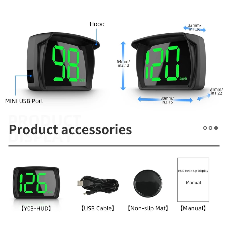 Universal Car GPS HUD Speedometer Digital Big Font KMH Over Speed Reminder Plug And Play 4
