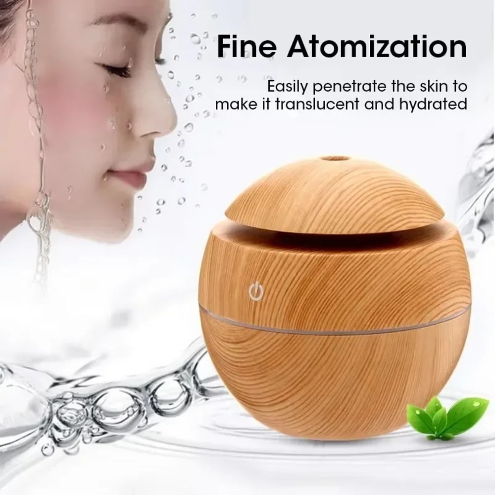 Wood Grain Air Humidifier USB Cool Mist Sprayer Mini Electric Humidifier for Bedroom Aromatherapy Diffuser