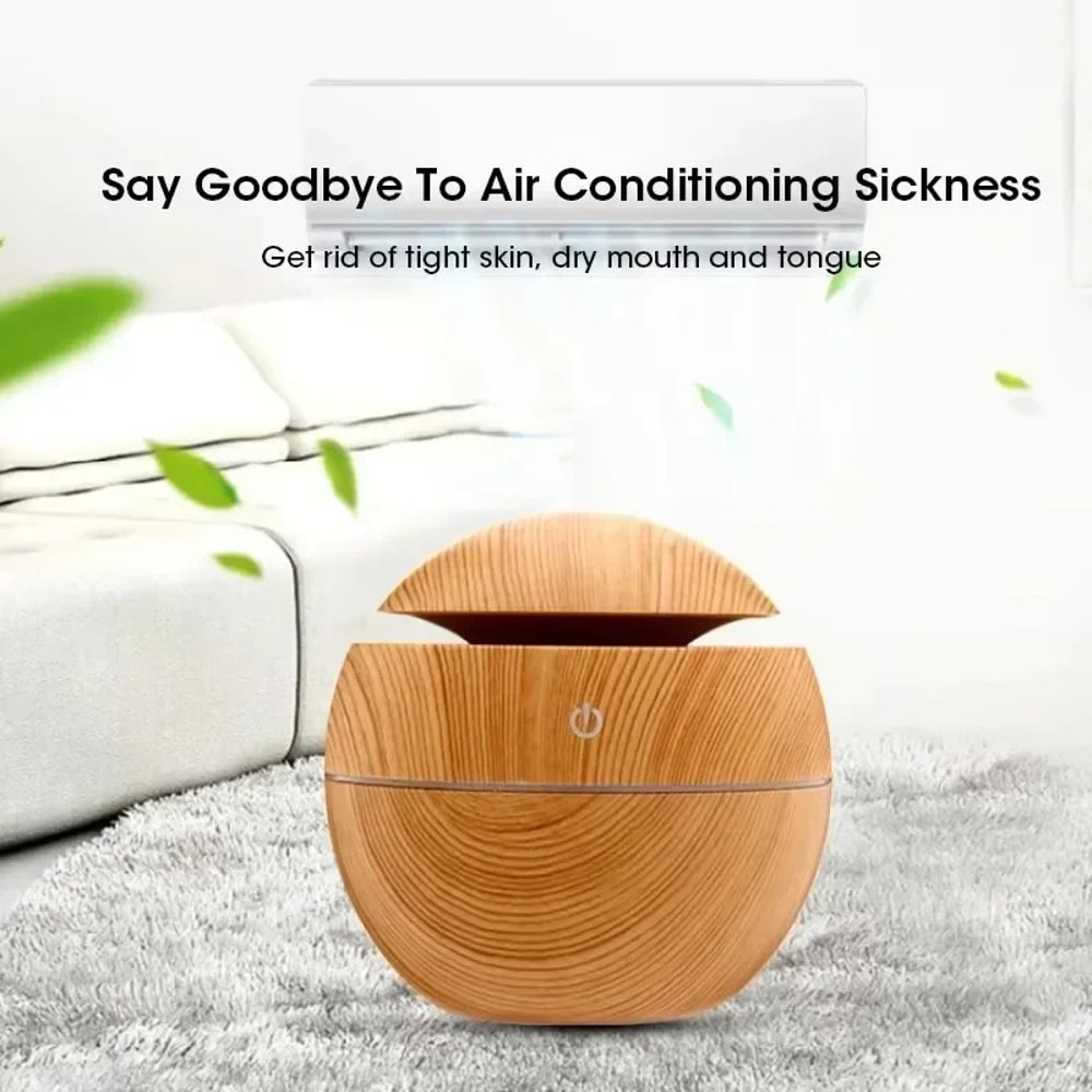Wood Grain Air Humidifier USB Cool Mist Sprayer Mini Electric Humidifier for Bedroom Aromatherapy Diffuser