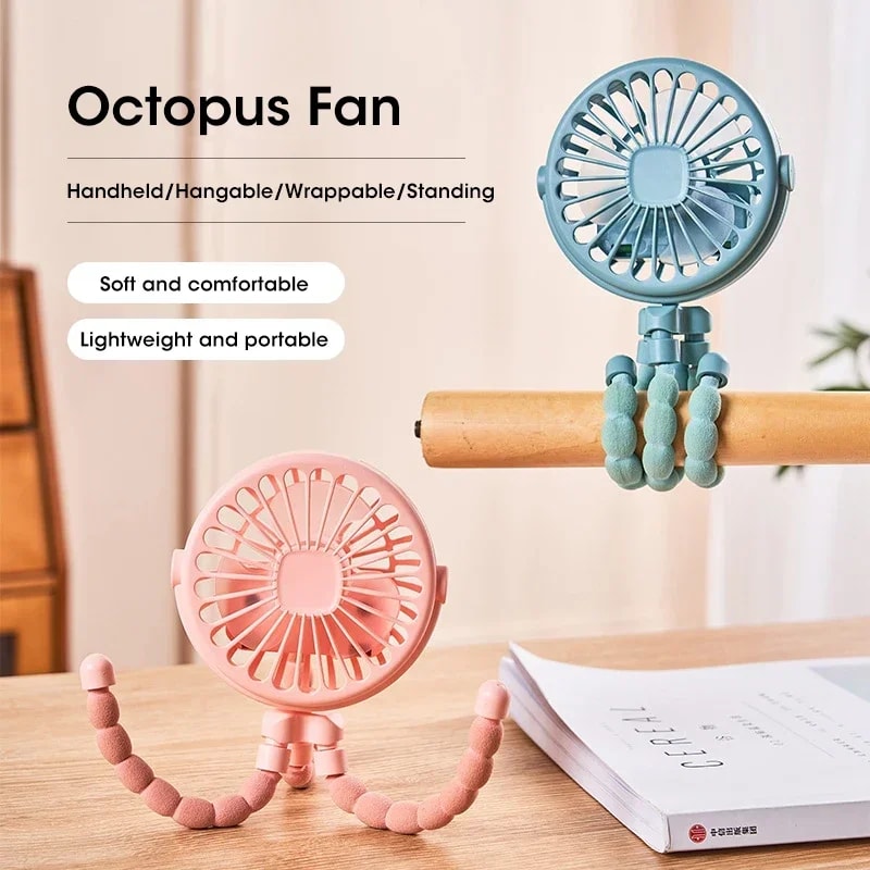 Outdoor Baby Stroller Handheld Fan USB Desktop Folding Fan Portable Mini Fan Summer Mute Multifunct 1