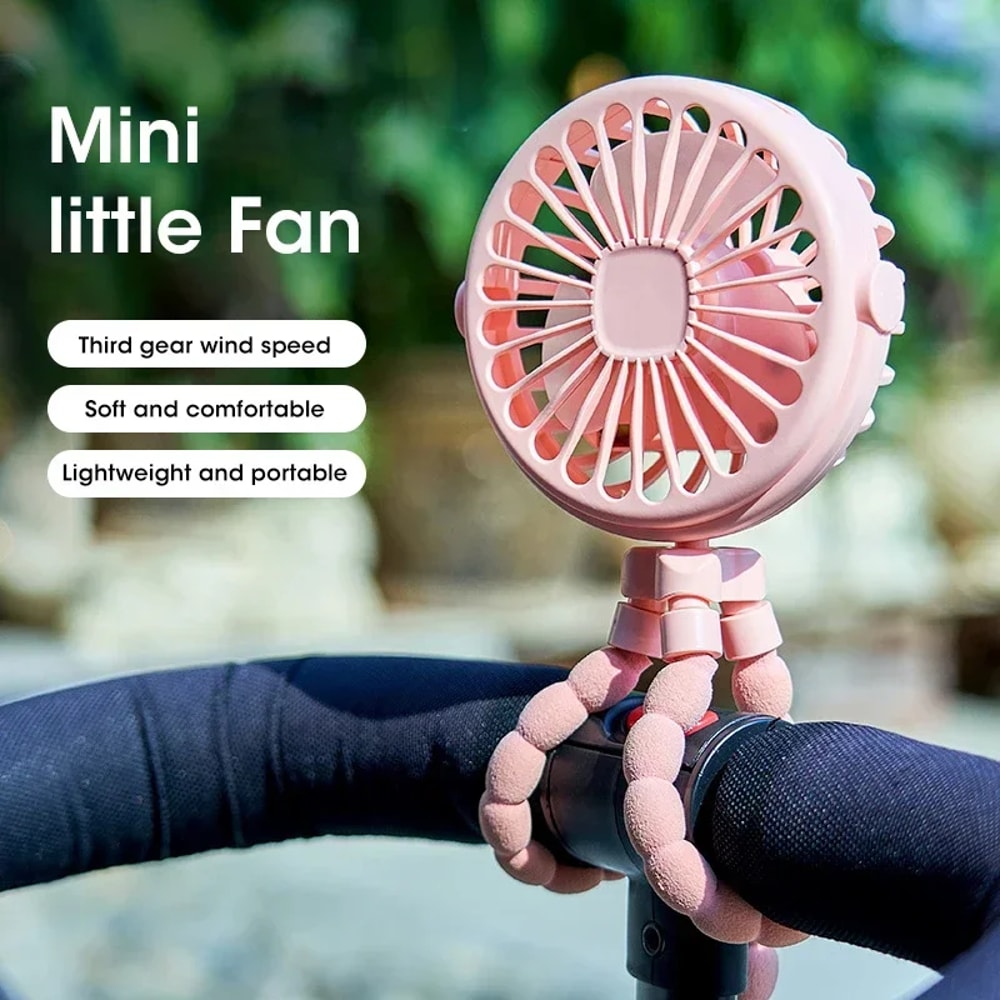Outdoor Baby Stroller Handheld Fan USB Desktop Folding Fan Portable Mini Fan Summer Mute Multifunct 5