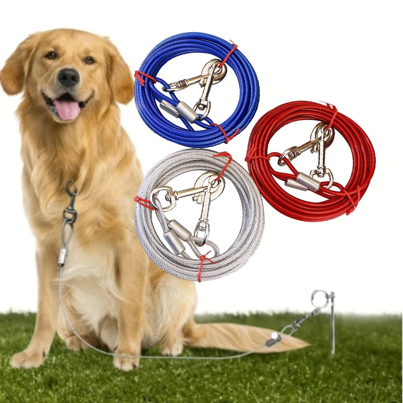 Steel Wire Rope Dog Chain Double End Traction Rope Dog Stake Bolt Iron Chain Pet Fixing Traction 0
