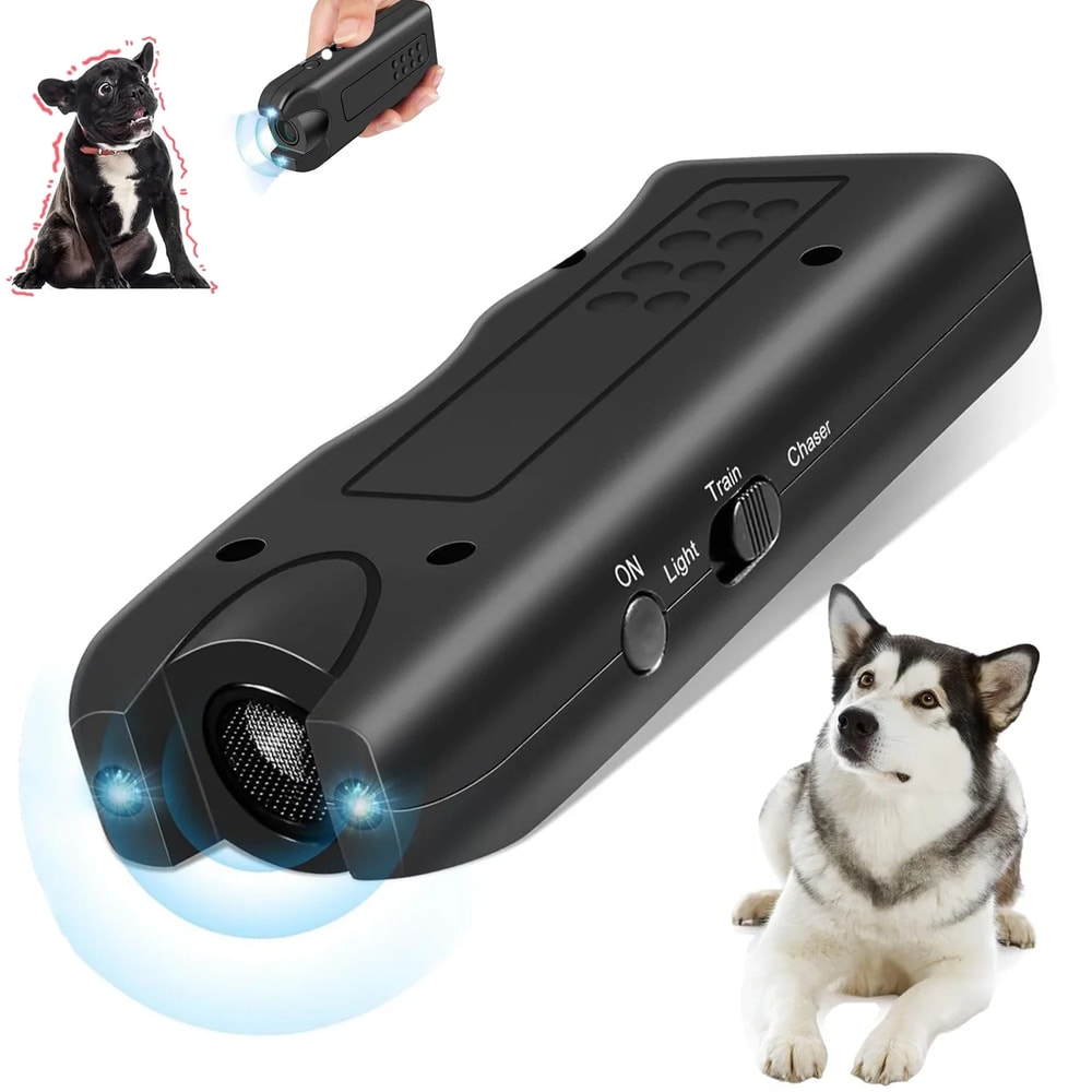 Portable Dog Ultrasonic Repeller With LED Antibarking Pet Training Device For Outdoor Deterrent To 0