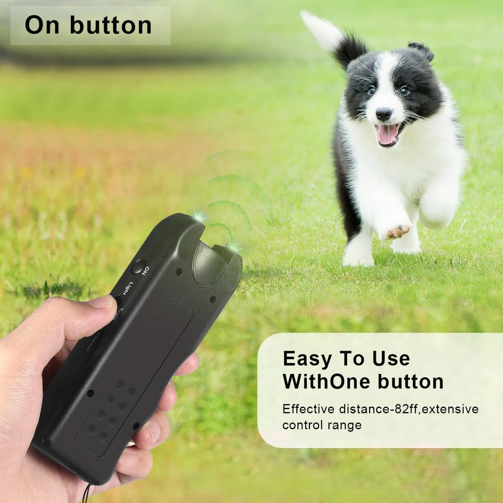 Portable Dog Ultrasonic Repeller With LED Antibarking Pet Training Device For Outdoor Deterrent To 4