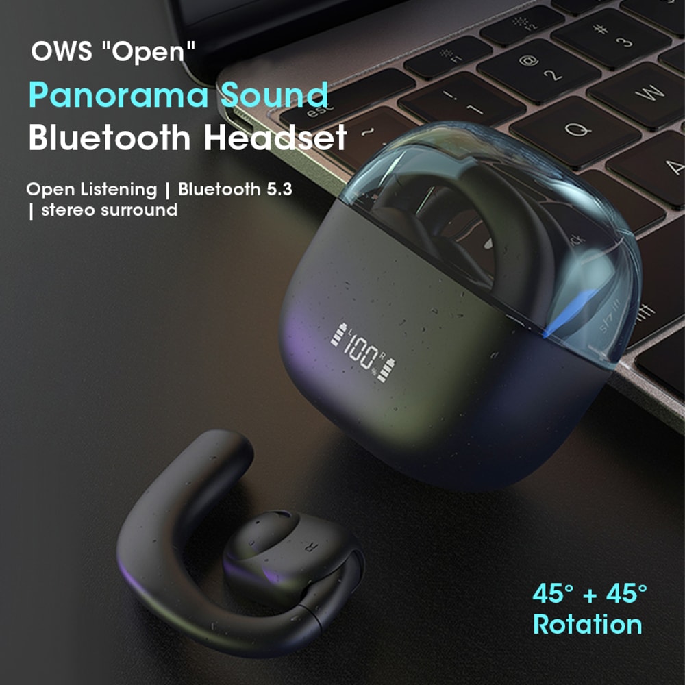 Wireless Bluetooth Earbuds With LED Display Stereo HIFI Binaural Hanging Ear Sports Long Battery Li 2