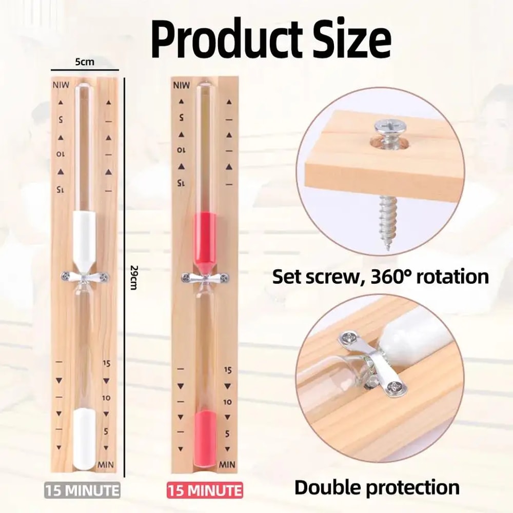 Wooden Rotating Hourglass Timer For Sauna Bathroom Wall Mounted ExplosionProof Glass Ornament 4