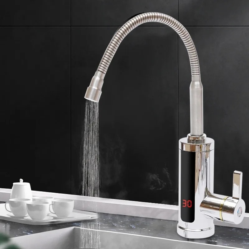 LCD Electric Tap Instant Heater Rotatable Kitchen Faucet Bathroom Sink With Temperature Control 1