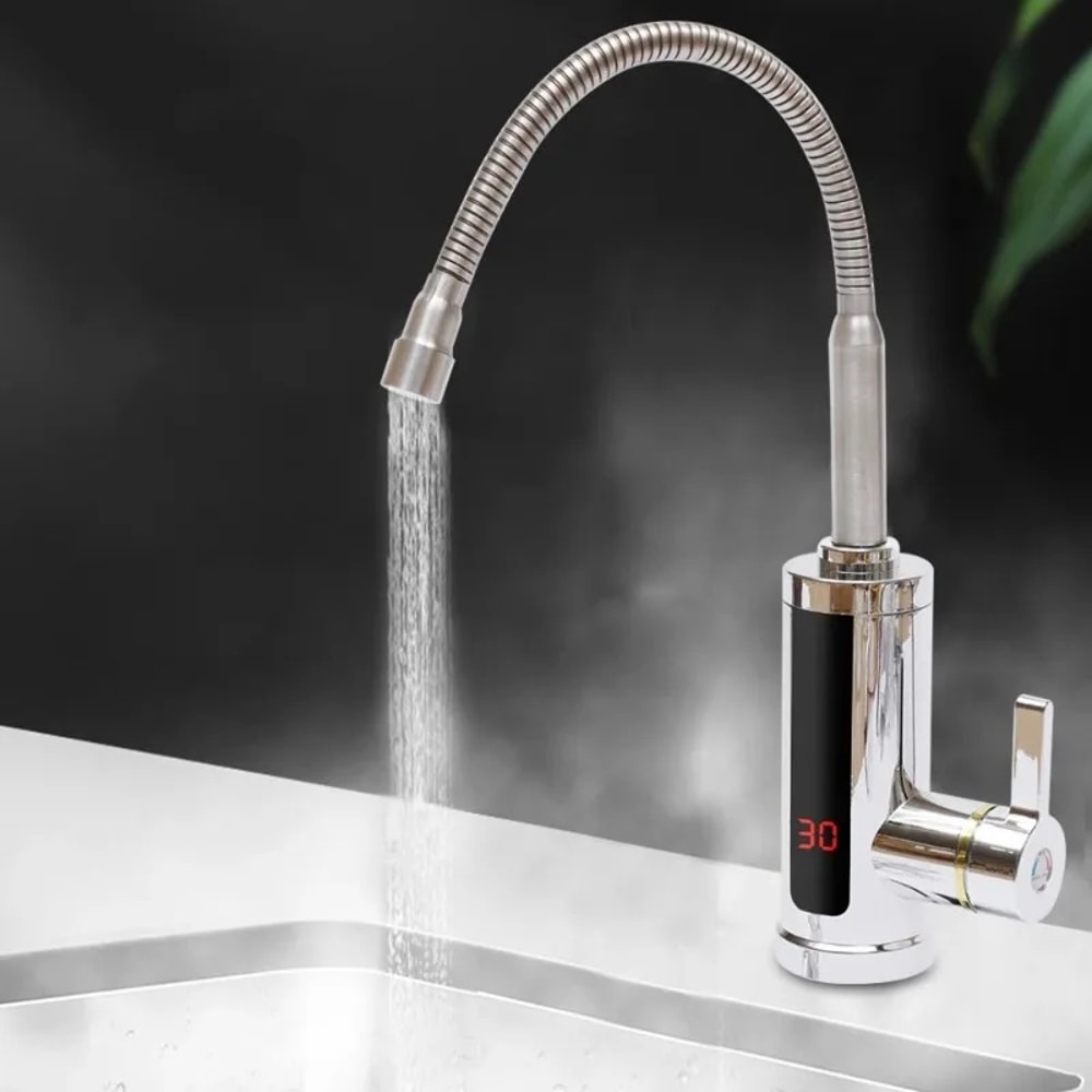 LCD Electric Tap Instant Heater Rotatable Kitchen Faucet Bathroom Sink With Temperature Control 4