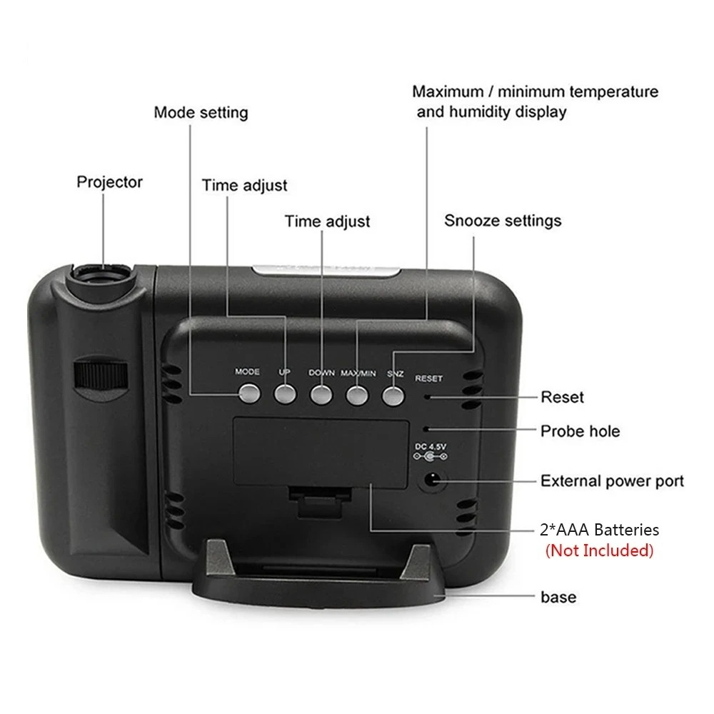 LED Rotating Projection Digital Alarm Clock Color Display Home Desktop Decoration Electronic Clock 1