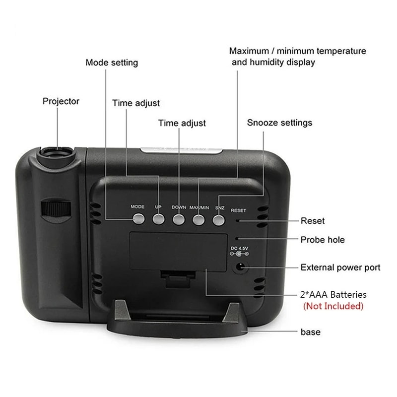 LED Rotating Projection Digital Alarm Clock Color Display Home Desktop Decoration Electronic Clock 1