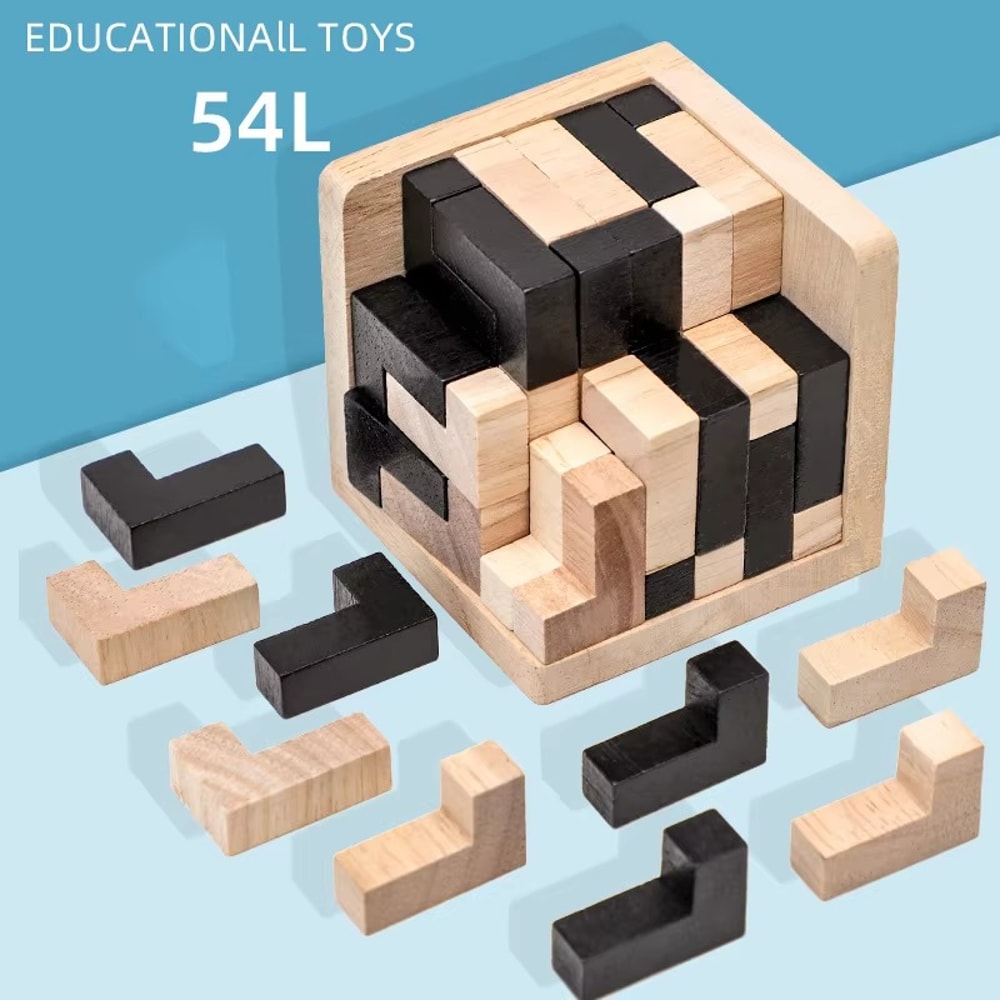 Wooden Puzzles Shape Cube Educational Toys Stroller Organizer Easter Gifts For Puzzle Lovers 1