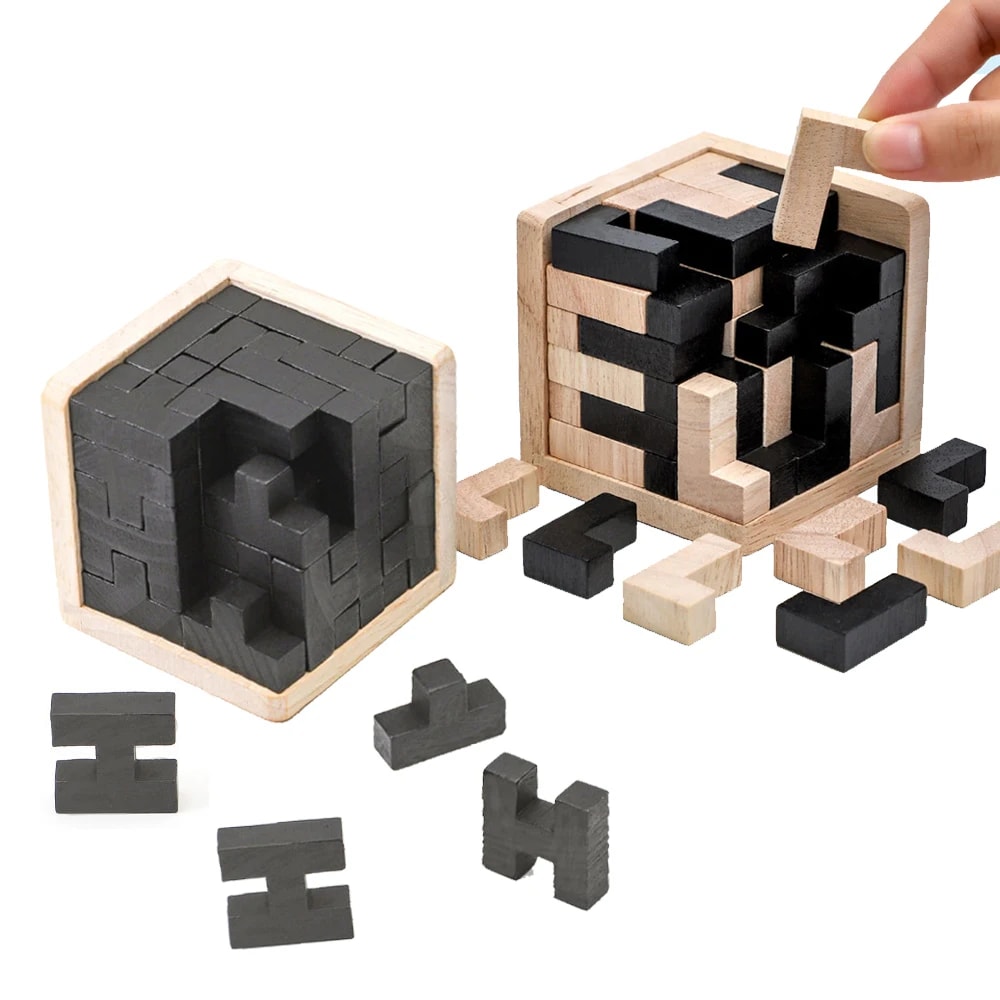 Wooden Puzzles Shape Cube Educational Toys Stroller Organizer Easter Gifts For Puzzle Lovers 3