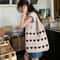 Woven Beach Purses Heart Print Hollow Knitted Handbags Large Capacity Shoulder Bag Fashion Casual S 4